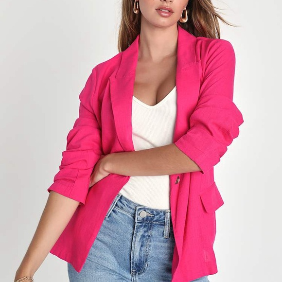 Zara • Oversized Boyfriend Single-Breasted Blazer in Pink